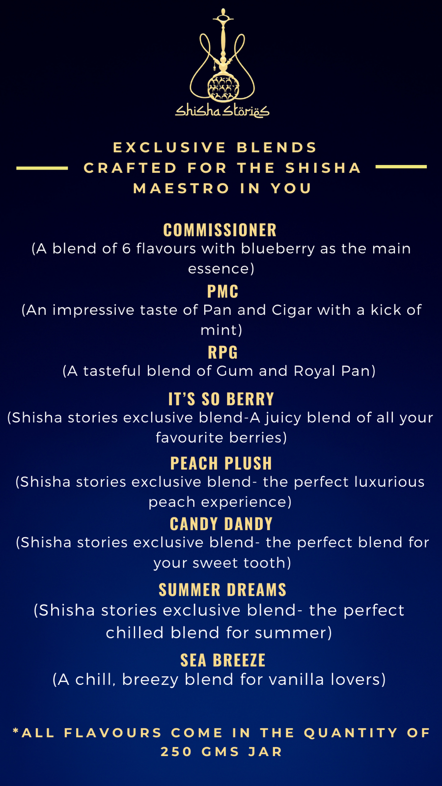 Shisha Stories — Exclusive Blends menu story creative.