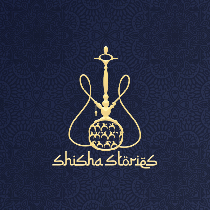 Shisha Stories — brand mark on a navy patterned ground.