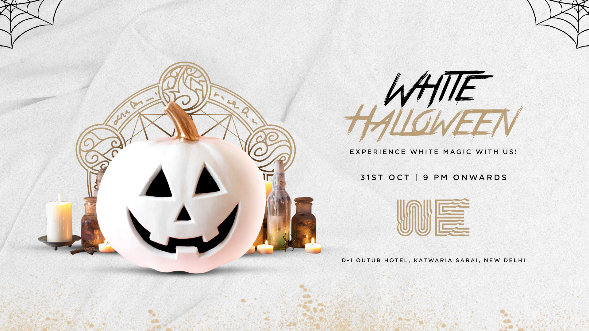 WE Qutub — White Halloween event creative.